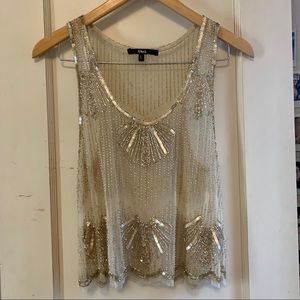 Gold Embroidered Sheer Blouse Size Large